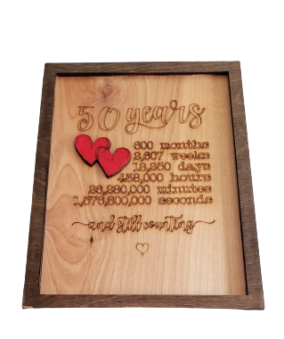 Laser Engraved 50th Wedding Anniversary Sign