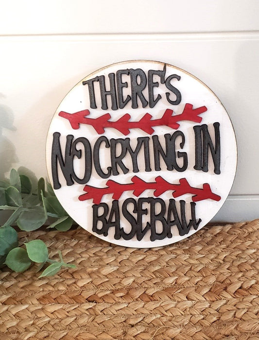 Laser cut, layered baseball sign for tiered trays