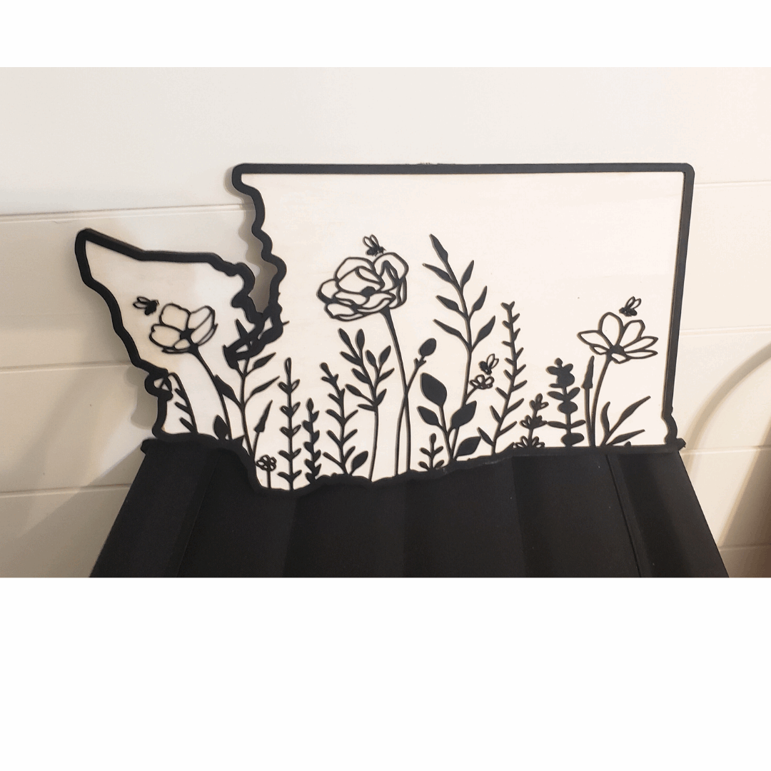 Laser Cut Washington State Wildflower Sign