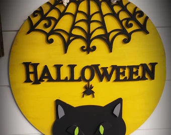 Halloween Cat Laser Cut Sign